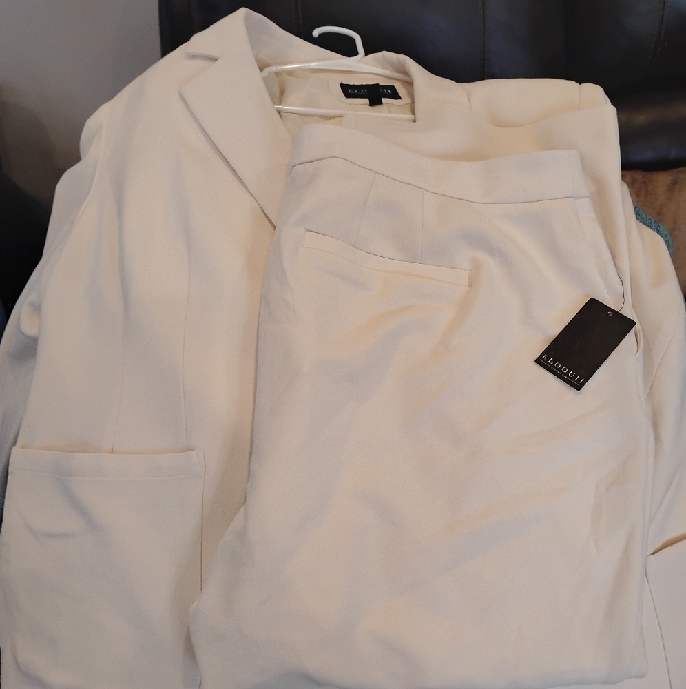 Eloquii Cream suit pants 20 with tag and jacket 24 no tag